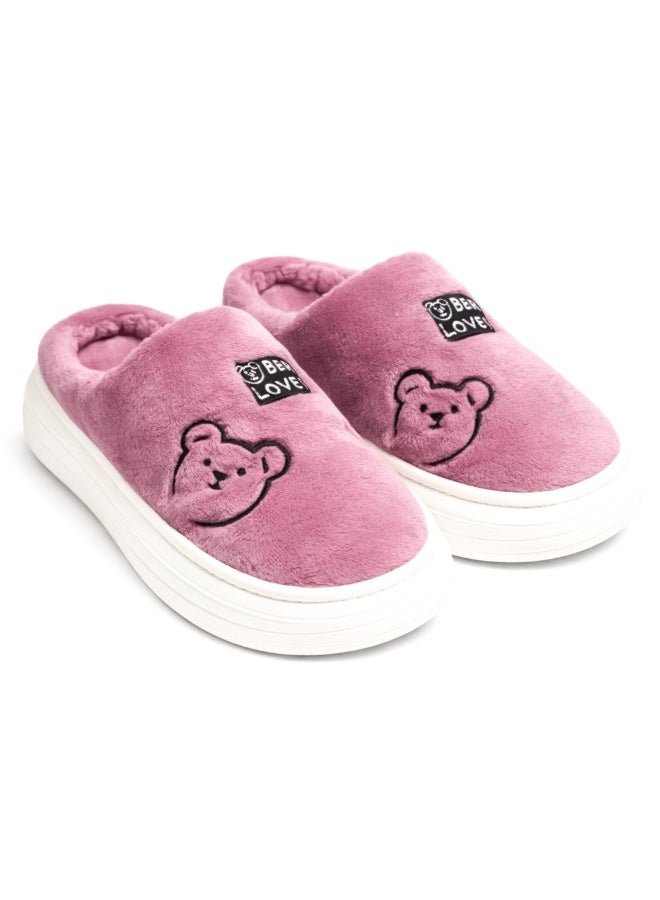 Women Cozy Mule, Soft Plush Slip-On Fur Slipper with Thick Cushion Sole for Home Comfort